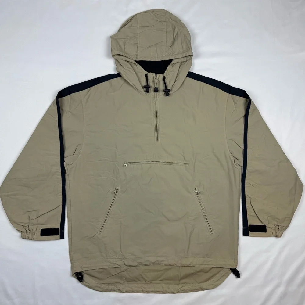 Vtg Gap Mens Anorak Pullover Jacket Sz Medium Oversized 90s Y2K Hooded Beige A5